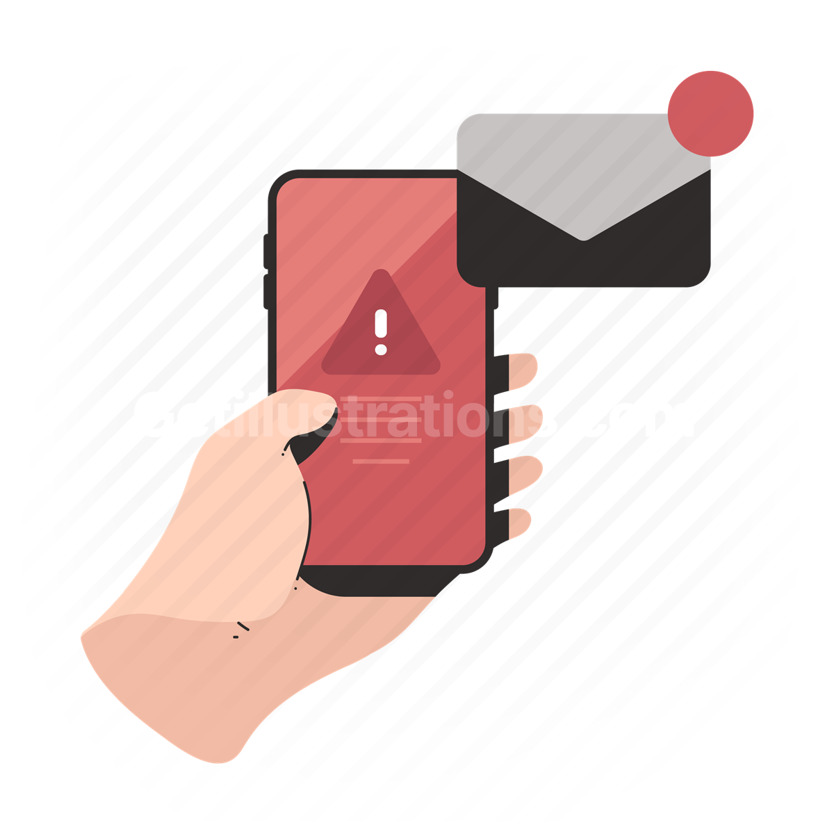 spam, alert, trash, envelope, smartphone, alert, notification